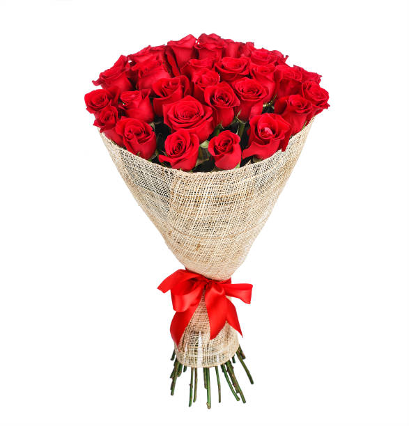 Flower bouquet of red roses stock photo