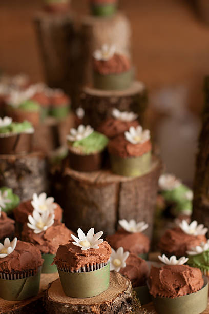 Flower Dressed Cupcakes stock photo