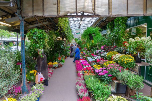 flower market in Paris stock photo