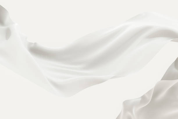 流れる布、白い色の背景、3dレンダリング。 - 布 ストックフォトと画像