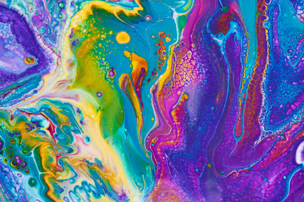 fluid art. abstract colorful background, wallpaper, texture. mixing  paints. modern art. marble texture - misturar imagens e fotografias de stock