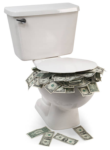 Flush with cash stock photo