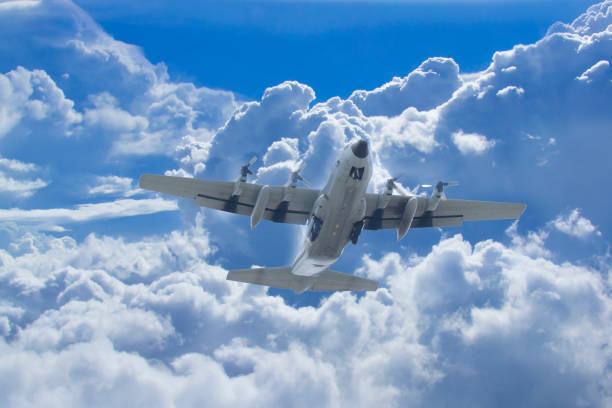 Fly the transport machine with C 130. stock photo