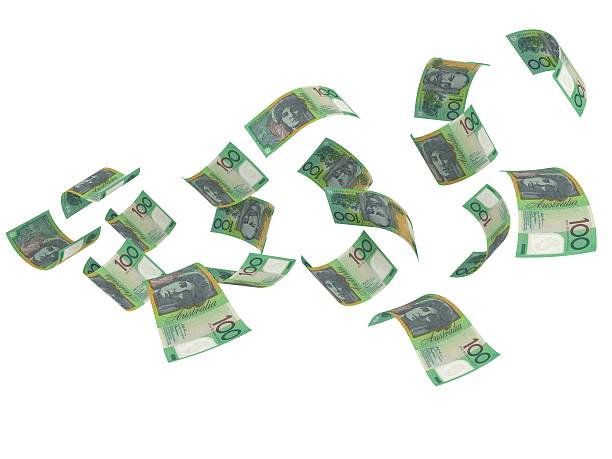 Flying Australian Currency stock photo