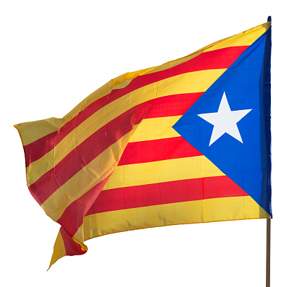 Flying Catalonia Flag Isolated Over White Stock Photo - Download Image ...