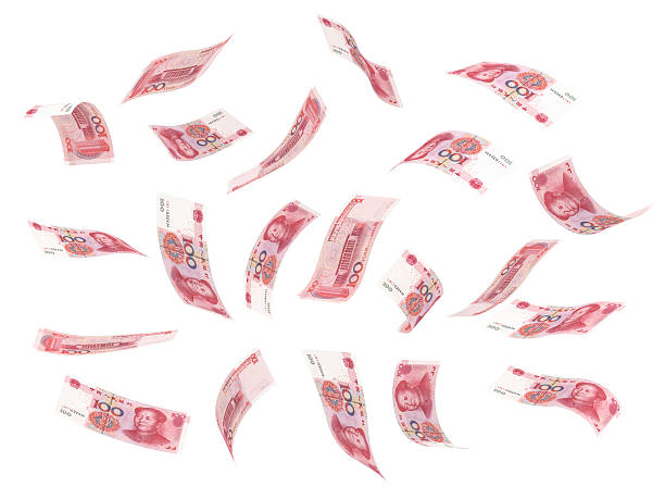 Flying Yuan Flying Yuans (isolated with clipping path) chinese currency stock pictures, royalty-free photos & images