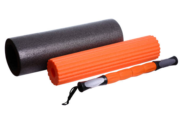 Foam Roller Gym Fitness Equipment Isolated on White Background f stock photo