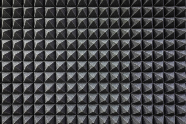 Foam soundproofing coating close-up. Recording studio details Foam soundproofing coating close-up. Recording studio details soundproof stock pictures, royalty-free photos & images