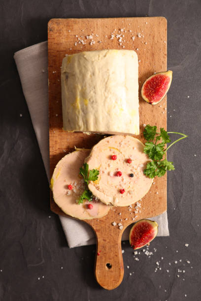 foie gras with gingerbread, fig and peppers foie gras with gingerbread, fig and peppers foie gras photos stock pictures, royalty-free photos & images