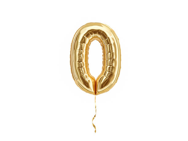 0. Foil balloon number Zero Foil balloon number Zero isolated on white background. 3d rendering zero stock pictures, royalty-free photos & images