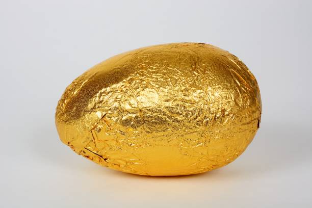 Foil wrapped Easter egg. stock photo