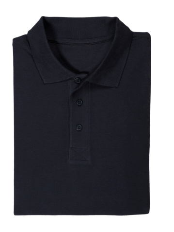 Folded Black Polo Shirt Isolated On White Stock Photo - Download Image ...