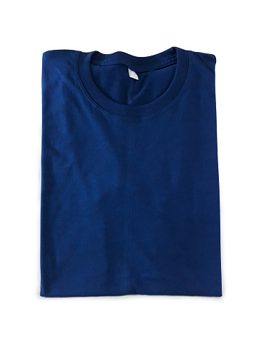 Folded Navy Blue Tshirt Clipping Path Stock Photo - Download Image Now ...