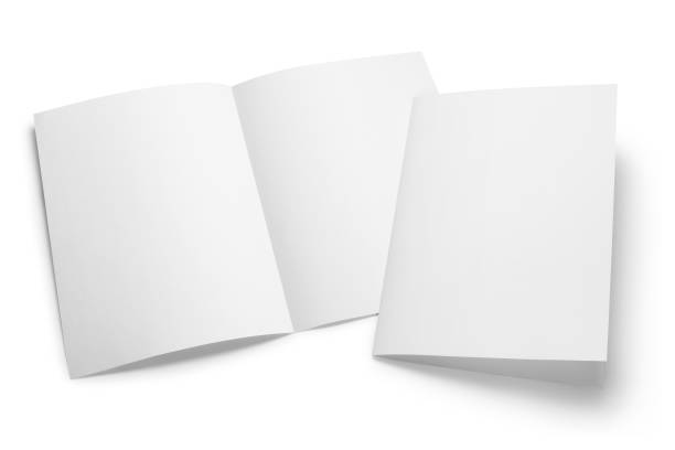 Folded sheets of white paper on white Folded sheets of white paper, isolated on white background brochure stock pictures, royalty-free photos & images