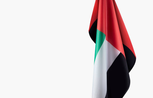 Folded United Arab Emirates flag a background for national occasions of Emirates. united arab emirates flag stock pictures, royalty-free photos & images