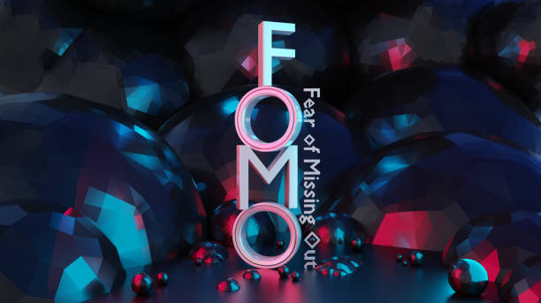 Fomo word as 3D text or logo concept placed with black octagon wall in the background. Fomo word as 3D text or logo concept placed with black octagon wall in the background. 3D rendering – Ilustration. Fomo word mean fear of missing out something. One of the most popular word popular among stock brokers of cryptocurrencies, securities and currencies. fomo stock pictures, royalty-free photos & images