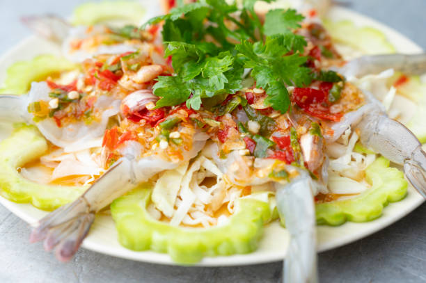 food and drink, shrimp in fish sauce stock photo
