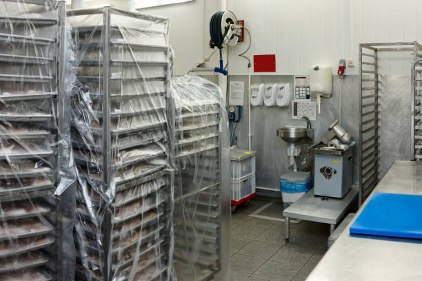 food processing plant storage room - haccp imagens e fotografias de stock