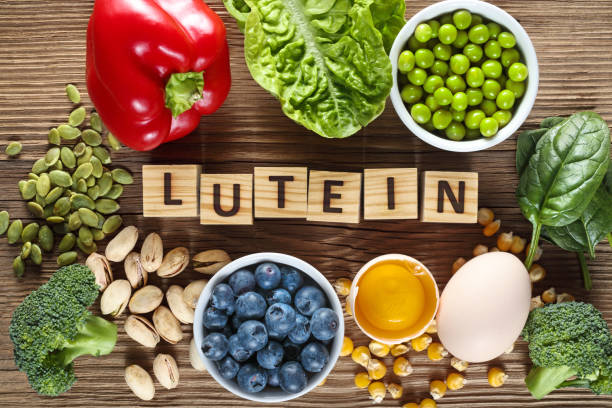 Food sources of lutein. stock photo