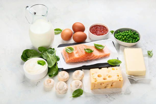 Foods rich in vitamin D Foods rich in vitamin D for healthy bones, healthy infants and pregnancy. For Cancer, flu and diabet prevention. calcium stock pictures, royalty-free photos & images