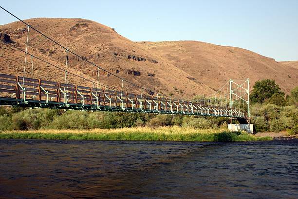 Foot Bridge over the Yakima River stock photo