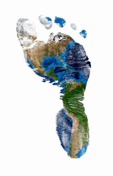 Foot print of North and South America stock photo