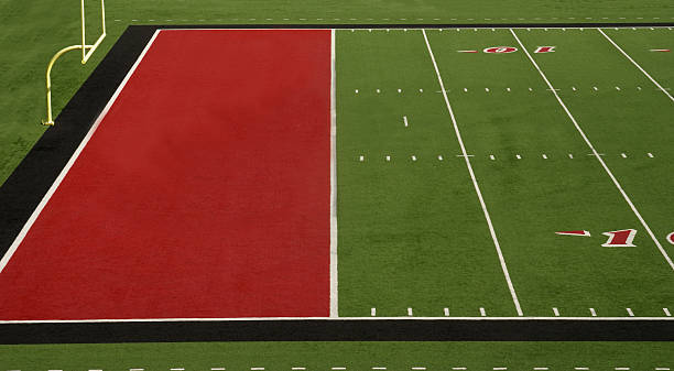 Football Field Red End Zone stock photo