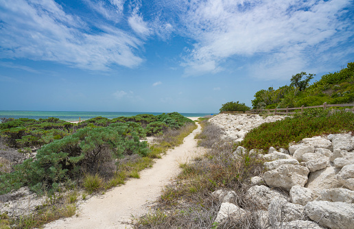 Beautiful Florida beach with sand dunes. Bahia Honda State Park,  Bahia Honda Key, Florida Keys, FLorida USA.