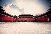 Forbidden city. Beijing, China. Low saturation image.