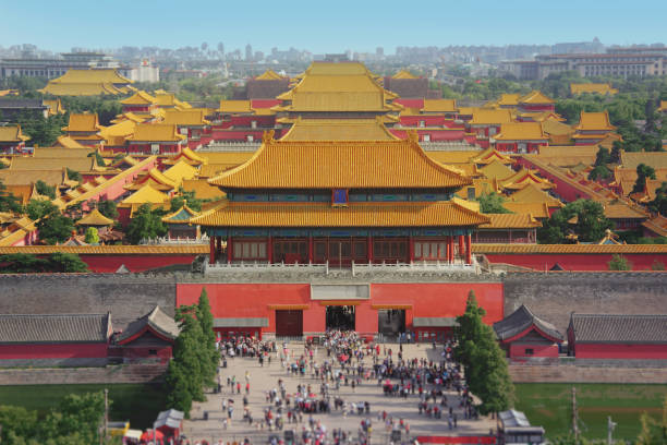 Forbidden city in Beijing from above stock photo