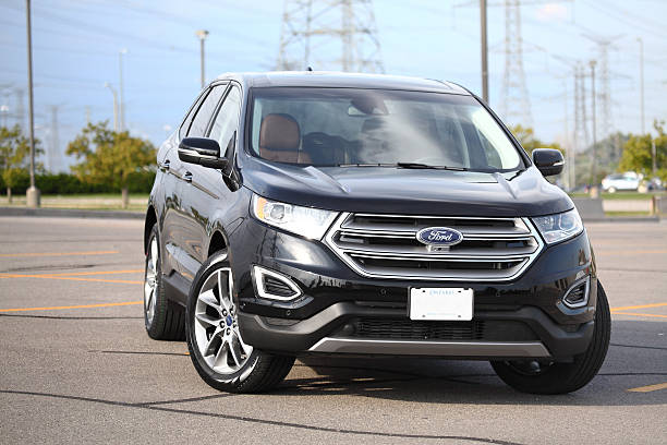 Ford Edge 2016 Titanuim in black with cognac leather stock photo