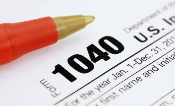 US Form 1040 Income Tax Return stock photo