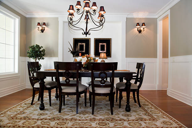 formal dining room interior architecture design wood floors table - dining room bildbanksfoton och bilder