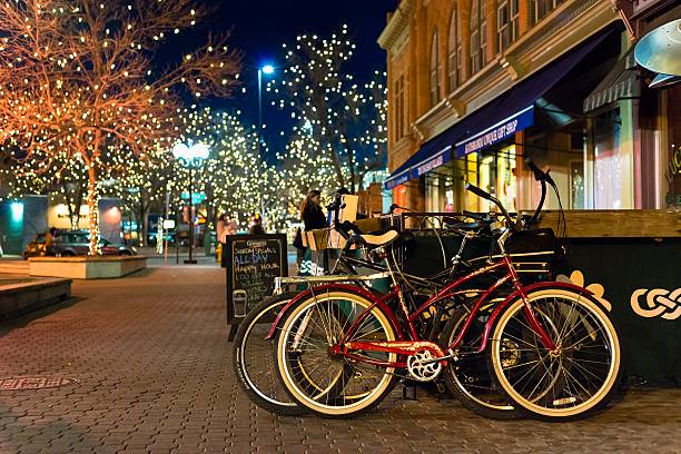 Fort Collins at Night stock photo