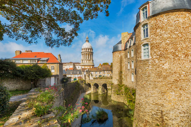 Fortified city of Boulogne-sur-Mer, France stock photo