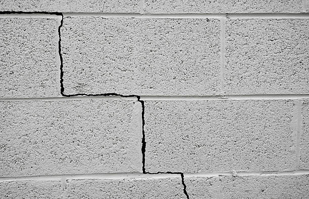 Foundation crack Crack in a cinder block building foundation cracked stock pictures, royalty-free photos & images