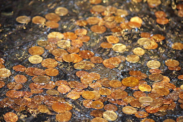 Fountain Coins stock photo