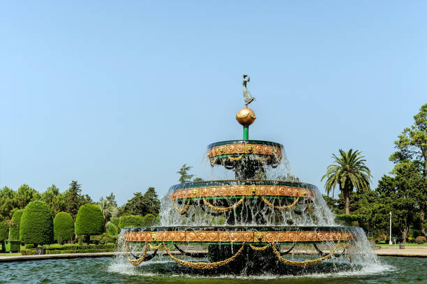 Fountain in a park of Batumi Georgia stock photo