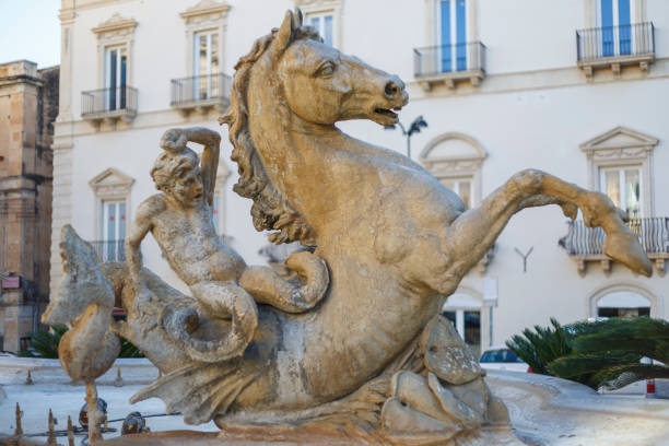 Fountain in Syracuse, Sicily, Italy stock photo