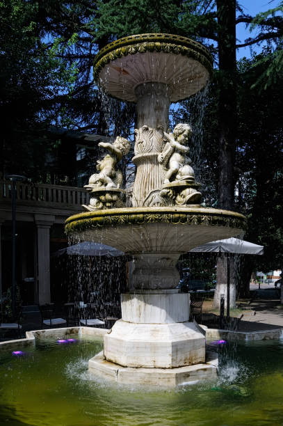 Fountain multi-tiered in a park in Batumi Georgia stock photo