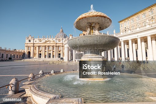 istock Fountain North on saint Peter's square in Vatican 1388688568