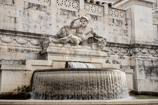 Fountains and marble statues in the City of Rome