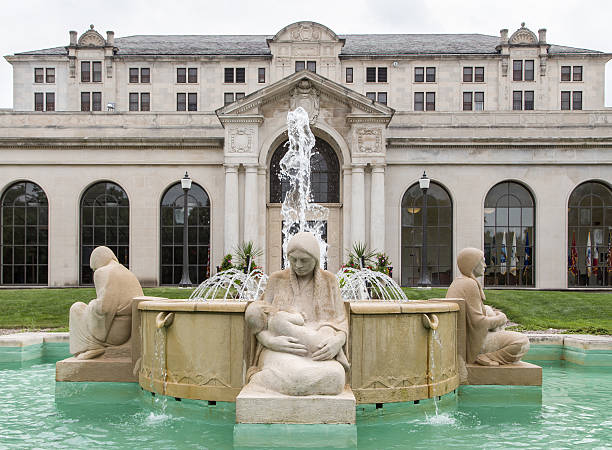 Fountains of the Four Seasons Ames, United States - August 6, 2015: Fountains of the Four Seasons on the campus of the University of Iowa State. iowa state university stock pictures, royalty-free photos & images