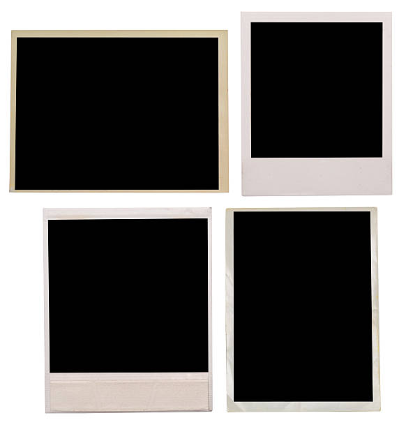 Four blank black old photographs real old photos on white at the edge of photos stock pictures, royalty-free photos & images