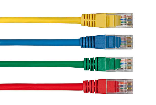 Four Multi Colored Network Cables stock photo
