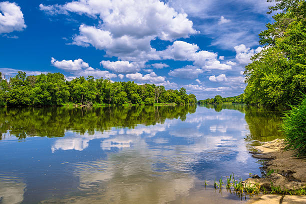 Fox River Fox River Illinois spring flowing water stock pictures, royalty-free photos & images
