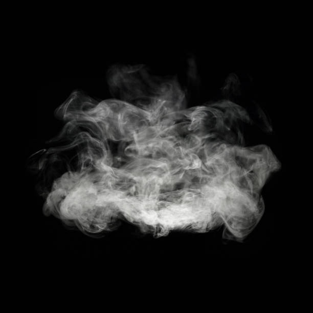 fragrance cloud Fragrance cloud from an aromatherapy diffuser isolated on black. steam stock pictures, royalty-free photos & images