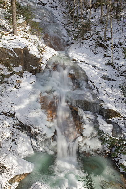 Franconia Notch Flume Series -Liberty Cascade in Winter stock photo