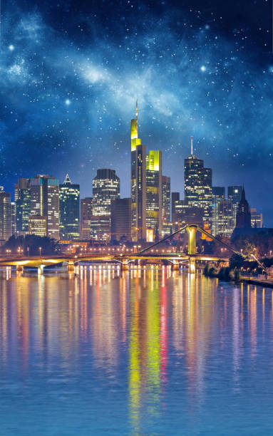 Photo of Frankfurt Germany Skyline of financial district at starry night