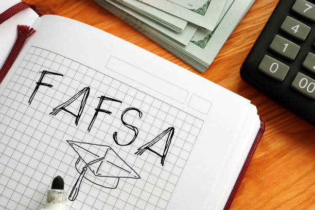 Free Application for Federal Student Aid FAFSA is shown on the photo using the text stock photo